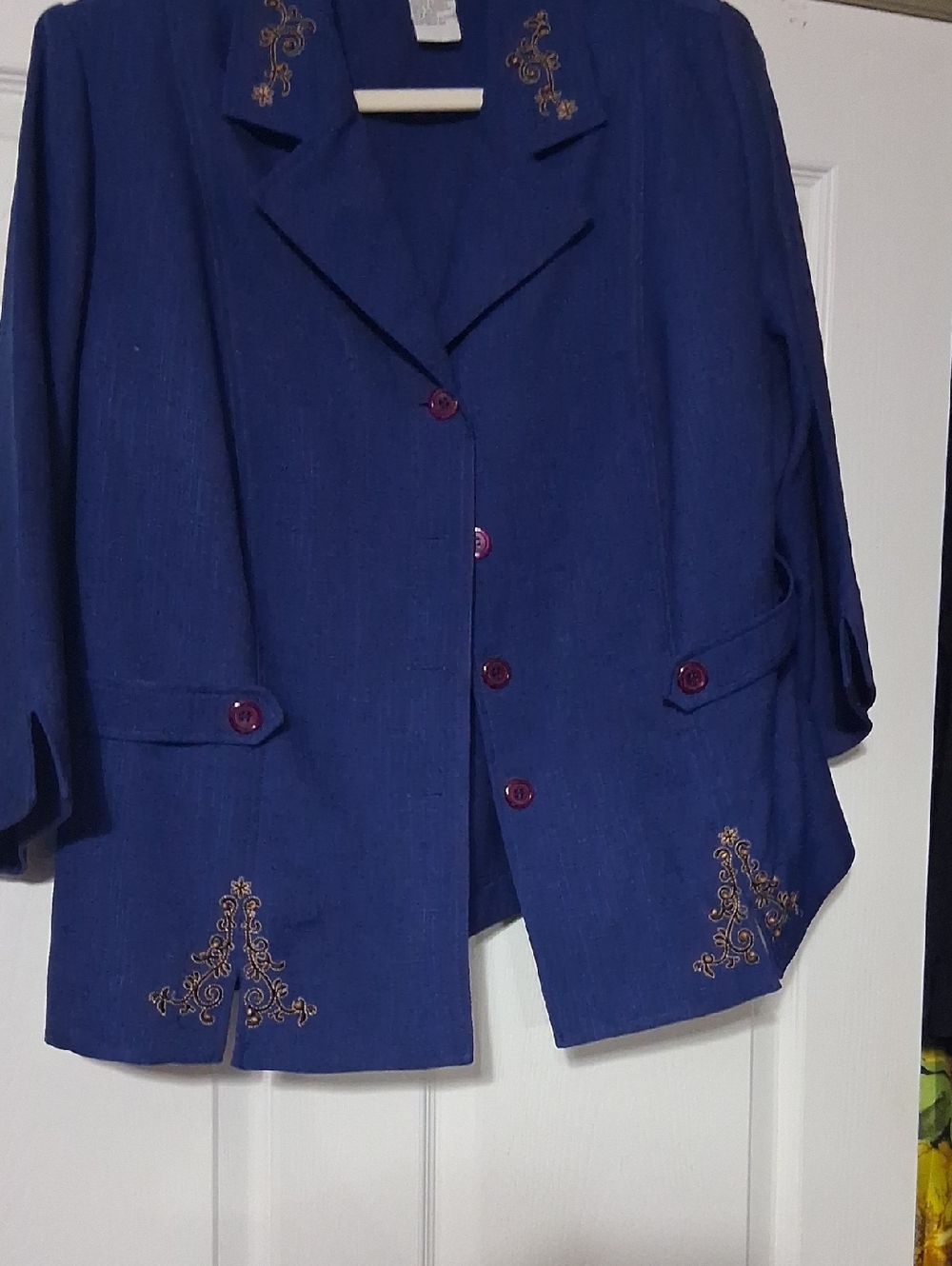 Sag Harbor Navy Blue Blazer with Gold Embroidery 18W